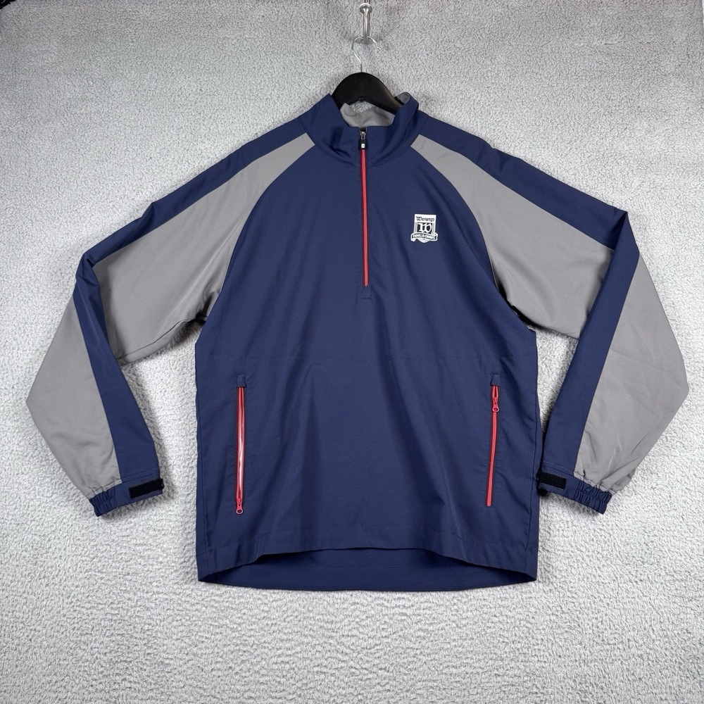Foot Joy Jacket Mens Medium Blue Windbreaker 1/4 Zip Pullover Golf Wanago CC